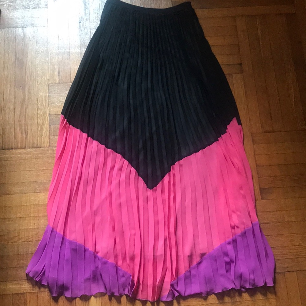 Allen Schwartz Pleated ColorBlock Maxi Skirt